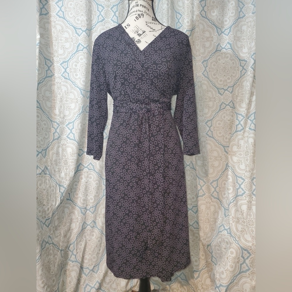 Elegant Black Patterned Wrap Dress